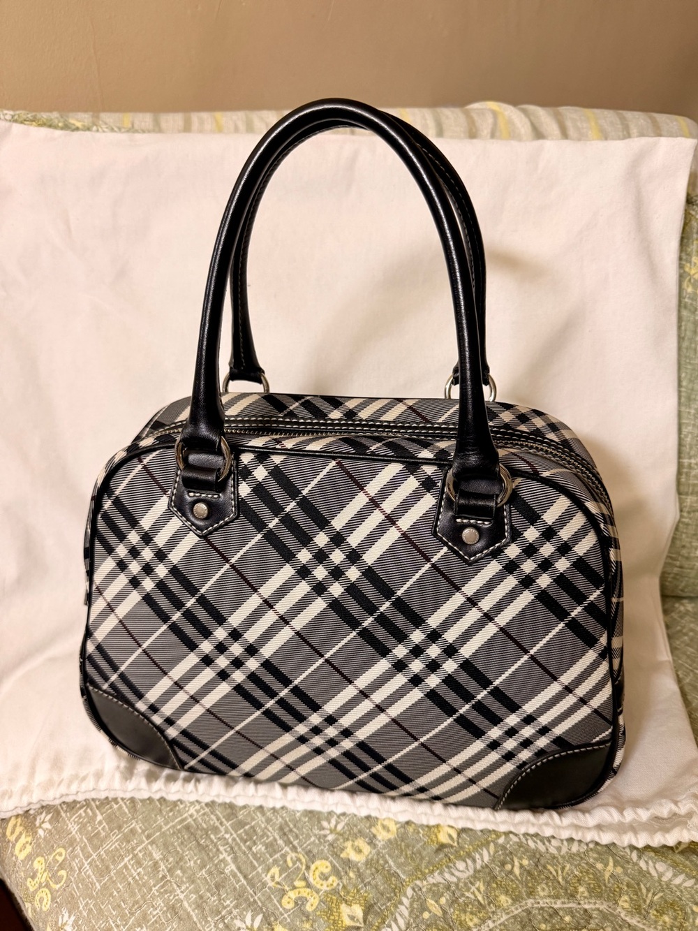 Burberry Nova Check Boston Bag , COA Included